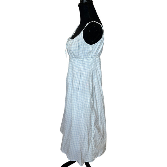 Tory Burch Blue White Gingham Beach Midi Dress MEDIUM Dorthy Ruffle Cottage $298 - Picture 7 of 9